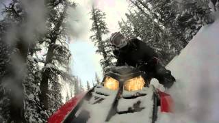 Snowmobiling on Togwotee Pass from Lava Mountain Lodge in March Fluff [upl. by Vandyke]