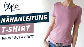 TShirt mit UbootAusschnitt nähen [upl. by Dranrev]