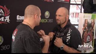 Fedor Emelianenko vs Randy Couture EA MMA Launch Party Fight w Gameplay Action [upl. by Inele626]