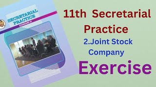 11th secretarial practice Chapter 2  Joint Stock Company  Exercise [upl. by Tarra]