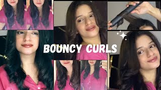 Bouncy curls  straightener curls  step by step Tutorial  curls tutorial [upl. by Ylime464]