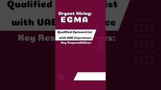 Optometrist‼️UAE EGMA‼️ healthcarecareers optometrist optometristjob uaevacancies [upl. by Acinom]