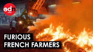 French Farmers Protest Fires Roadblocks Subsidy Clash [upl. by Orofselet770]