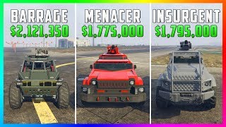 GTA 5 Online  Menacer Vs Insurgent PickUp Vs Barrage 1775000 Vs 1795000 Vs 2121350 [upl. by Adaminah]