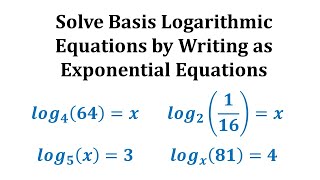 Ex 1 Solve Basic Logarithmic Equations [upl. by Surdna425]