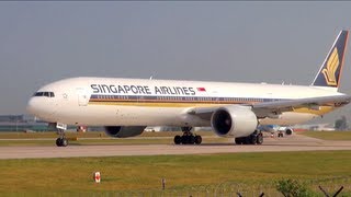 Singapore Airlines Boeing 777300ER Beautiful Takeoff from Manchester [upl. by Tobi457]