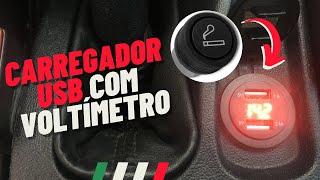 Instalação tomada USB com voltímetro Duas entradas USB no carro Tomada USB do Aliexpress [upl. by Hairym655]