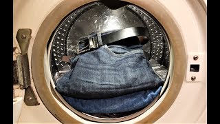 Experiment  Jeans on Open Door  in a Washing Machine  Centrifuge [upl. by Attinahs521]