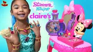 Shimmer and Shine Claires MakeUp Sets Magical Wishes Genie Bottles Surprises  Toys Academy [upl. by Retswerb]