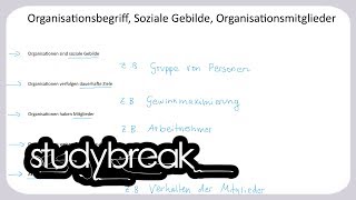 Organisationsbegriff Soziale Gebilde Organisationsmitglieder  Organisation [upl. by Noteek45]