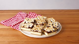 Smores Cheesecake Bars  Delish [upl. by Aihsetan]