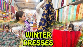 Shopping for Unstitched Winter embroidered Dresses under 3000 from local Market  winter dress [upl. by Osbert]