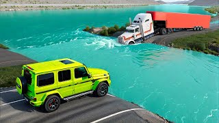 Cars vs Deep Water on The Road Challenge in BeamNG Drive [upl. by Nelyaw]