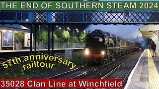 The End Of Southern Steam railtour Steam at speed 35028 Clan Line [upl. by Enaek949]