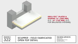 Scupper  Field Fabricated Open Top Detail  TPO Commercial Roofing  GAF Drawing 322 [upl. by Adnara]