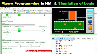 Macro Programming in HMI and Simulation of Pack amp Count PLC Ladder Logic [upl. by Hapte]