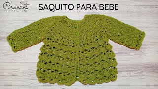 Saquito chambrita chaquetita abrigo o camperita a crochet para bebe [upl. by Ennairod]