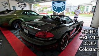 Dodge Viper 850HP 83L V10 LOUD COLDSTART NASTY CAM amp SUPERCHARGER🐍🦄 LOUD Exhaust 🔥🏁 [upl. by Aidyn]