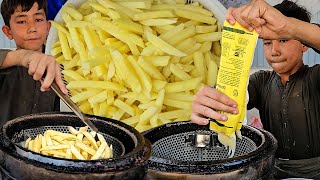 11 Years Old Kid Selling French Fries 🍟 Street Food Afghani Fries Recipe  Hardworking Afghani Boy [upl. by Goff]