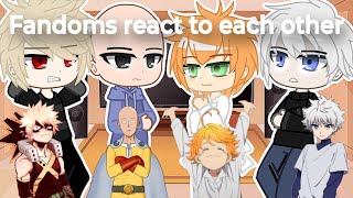 Fandoms react to each other  Pt1 MHA TPN OPM HXH [upl. by Aicala142]