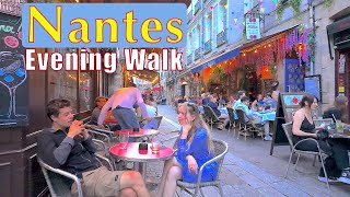 Nantes  France  Evening walk in Nantes city center  4K ultraHD  HDR [upl. by Dorina]