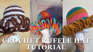 HOW TO CROCHET RUFFLE HAT TUTORIAL intermediate crocheters🧶 ￼ crochet tutorial [upl. by Burgener]