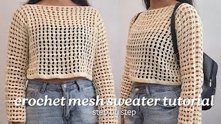 How to CROCHET a Mesh Sweater  Easy TUTORIAL Step by Step [upl. by Osy398]