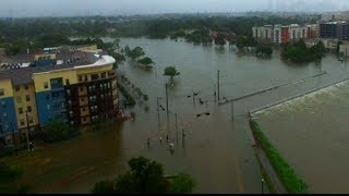 Tropical storm Harvey Drone footage of flood damage [upl. by Atikahs]