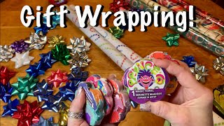 ASMR Christmas Gift Wrapping 2021 No talkingCutting amp taping amp paper crinkles Stocking stuffers [upl. by Nangatrad]