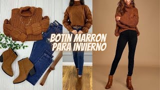 MODA INVERNAL CON BOTIN MARRON TENDENCIA ✨WINTER FASHION WITH BROWN BOOT LOOKS 👓 [upl. by Asyar858]