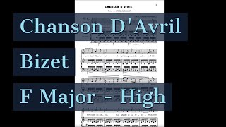 Chanson DAvril Piano Accompaniment Bizet F Major High Key Karaoke [upl. by Modesta]