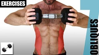 7 OBLIQUE EXERCISES YOU CAN DO WITH ONLY ONE DUMBBELL [upl. by Ahsenak24]