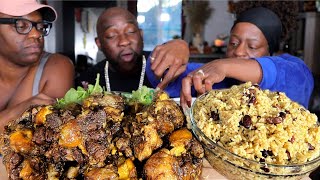 JAMAICAN OXTAILS IN 5 MINUTES RECIPE RICE AN PEAS MUKBANG EATING SHOW [upl. by Leona]