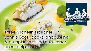 ThreeMichelin star chef Jonnie Boer  cooks langoustine amp pumpkin distilled cucumber juice recipes [upl. by Derry]