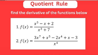 quotient rule with solved examples [upl. by Cia628]