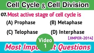 cell division mcq  mcq on cell cycle and cell division  Part 1 [upl. by Eseeryt]