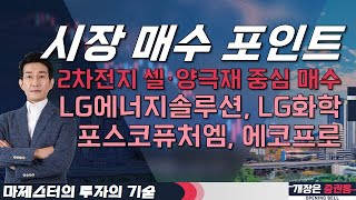 시장 매수 포인트 2차전지 셀·양극재 중심 매수마제스터 투자의기술 LG에너지솔루션 LG화학 포스코퓨처엠 에코프로 [upl. by Trenton263]