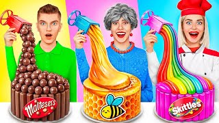 Me vs Grandma Cooking Challenge  Cake Decorating Sweet Challenge by YUMMY JELLY [upl. by Tnerual171]