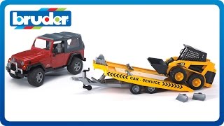 Bruder Toys JEEP Wrangler w Tow Trailer amp CAT Skid Steer 02923 [upl. by Ateekal]