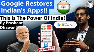 Google Restores Indian Apps This is The Power Of India  By Prashant Dhawan [upl. by Airetak455]