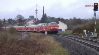 Mit 12 Doppelstockwagen und drei Loks von Frankenberg nach Marburg [upl. by Yemac507]