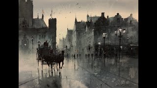 A Rainy Cityscape Watercolor painting [upl. by Kina526]