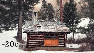 20C BITTER COLD Winter Night In A Snowy Log Cabin [upl. by Gorges]