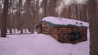 Dugout building AutumnWinter warm shelter in the woods start to finish [upl. by Acherman404]