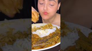 Bhindi Masala with Rice papad eatingshow bhindimasala asmrindianfood [upl. by Notlih339]