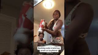 Baking soda in ketchup prank on bf 🤣🤣😈 ‼️SUBSCRIBE‼️ shorts [upl. by Kristan752]