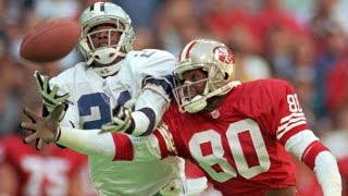 Jerry Rice A Football Life  Rivalry with Deion Sanders [upl. by Enneyehc122]