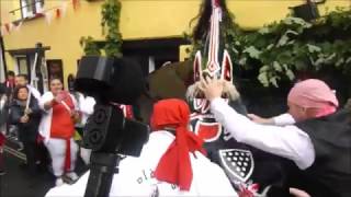 The Padstow May Day Celebrations 6pm Red Old Obby Oss Golden Lion Hotel 1st May 2017 [upl. by Rawley]