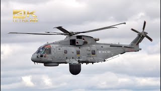 EHI EH101 Merlin HM2 from the Royal NAVY ZH831 departure at RAF Fairford RIAT 2024 [upl. by Akinuahs119]