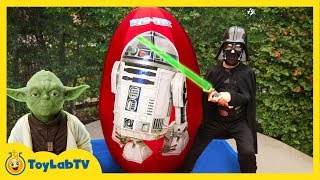 GIANT EGG SURPRISE OPENING Star Wars The Force Awakens Toys Kids Video [upl. by Enyalb]